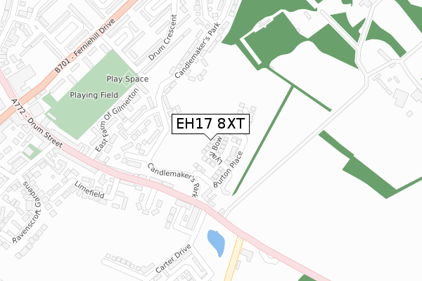 EH17 8XT map - large scale - OS Open Zoomstack (Ordnance Survey)