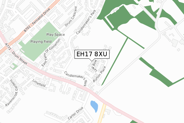 EH17 8XU map - large scale - OS Open Zoomstack (Ordnance Survey)