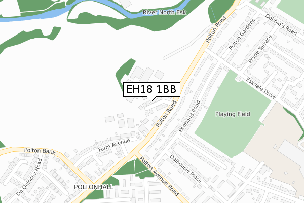 EH18 1BB map - large scale - OS Open Zoomstack (Ordnance Survey)