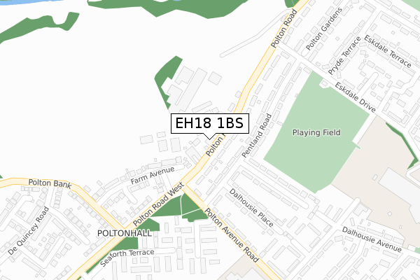 EH18 1BS map - large scale - OS Open Zoomstack (Ordnance Survey)