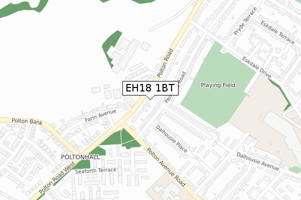 EH18 1BT map - large scale - OS Open Zoomstack (Ordnance Survey)