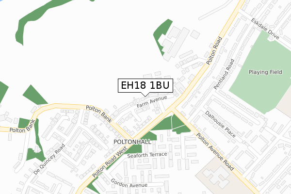 EH18 1BU map - large scale - OS Open Zoomstack (Ordnance Survey)