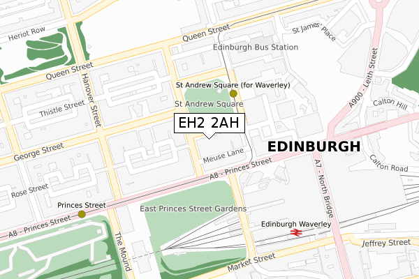 EH2 2AH map - large scale - OS Open Zoomstack (Ordnance Survey)