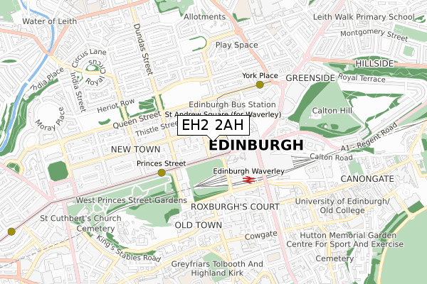 EH2 2AH map - small scale - OS Open Zoomstack (Ordnance Survey)