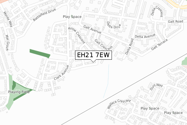 EH21 7EW map - large scale - OS Open Zoomstack (Ordnance Survey)