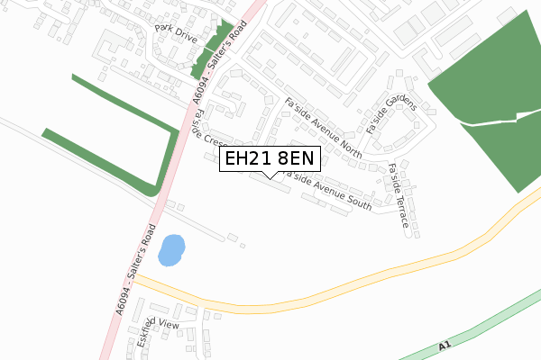 EH21 8EN map - large scale - OS Open Zoomstack (Ordnance Survey)