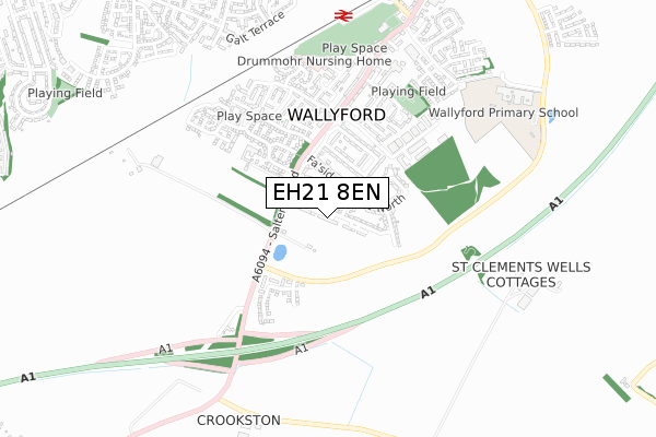 EH21 8EN map - small scale - OS Open Zoomstack (Ordnance Survey)