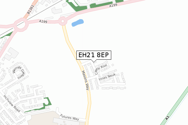 EH21 8EP map - large scale - OS Open Zoomstack (Ordnance Survey)