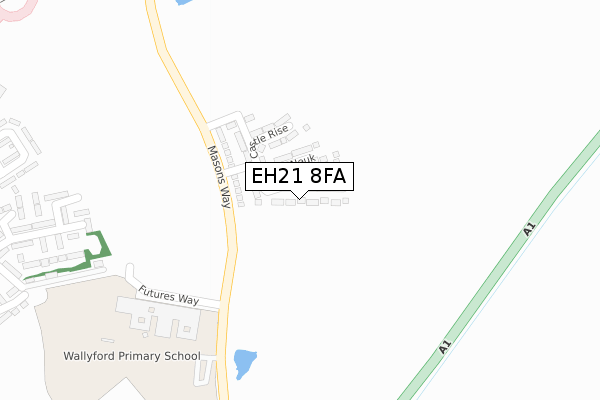 EH21 8FA map - large scale - OS Open Zoomstack (Ordnance Survey)