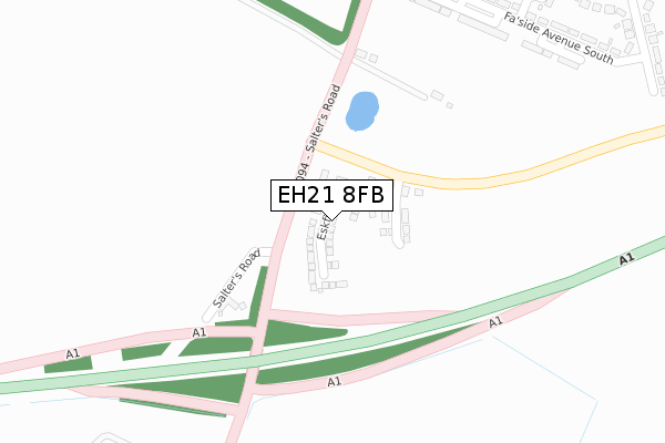 EH21 8FB map - large scale - OS Open Zoomstack (Ordnance Survey)