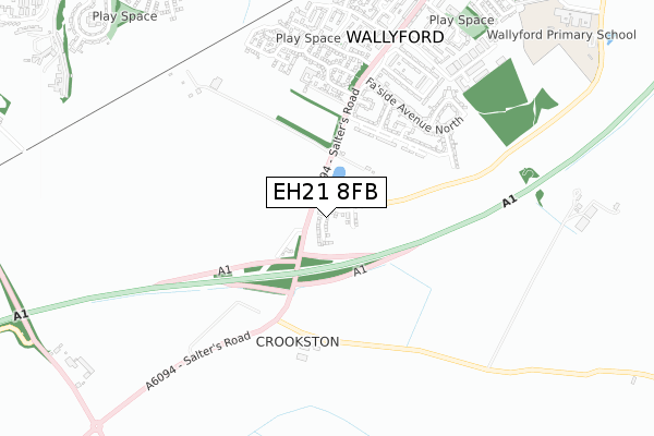 EH21 8FB map - small scale - OS Open Zoomstack (Ordnance Survey)