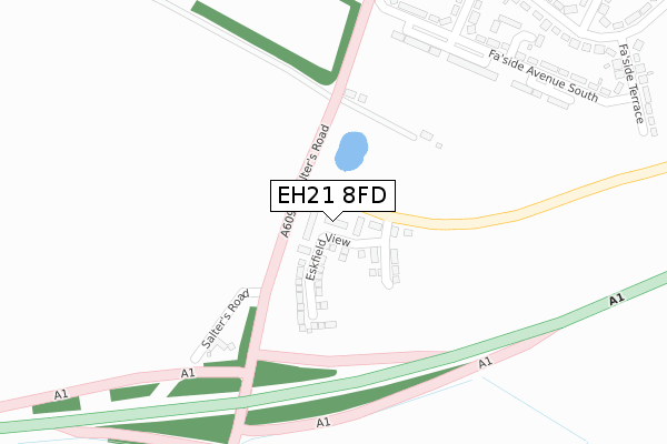 EH21 8FD map - large scale - OS Open Zoomstack (Ordnance Survey)