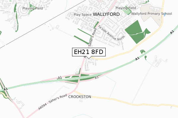 EH21 8FD map - small scale - OS Open Zoomstack (Ordnance Survey)