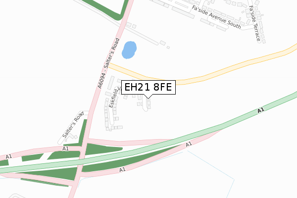 EH21 8FE map - large scale - OS Open Zoomstack (Ordnance Survey)