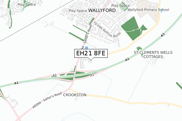 EH21 8FE map - small scale - OS Open Zoomstack (Ordnance Survey)