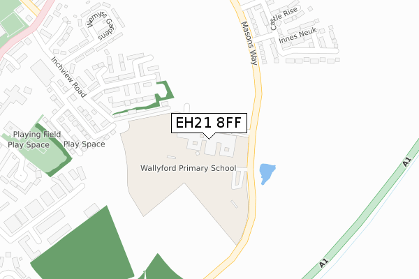 EH21 8FF map - large scale - OS Open Zoomstack (Ordnance Survey)