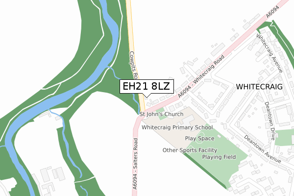 EH21 8LZ map - large scale - OS Open Zoomstack (Ordnance Survey)