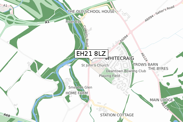 EH21 8LZ map - small scale - OS Open Zoomstack (Ordnance Survey)