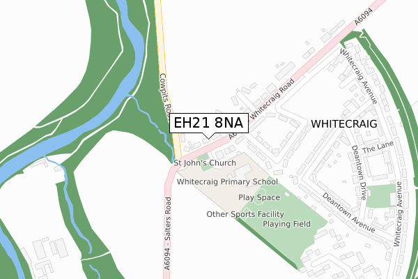 EH21 8NA map - large scale - OS Open Zoomstack (Ordnance Survey)