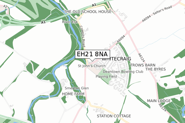 EH21 8NA map - small scale - OS Open Zoomstack (Ordnance Survey)