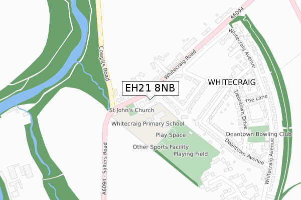 EH21 8NB map - large scale - OS Open Zoomstack (Ordnance Survey)