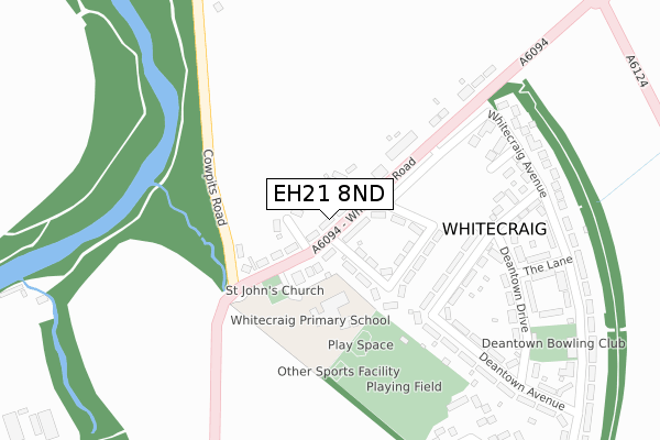 EH21 8ND map - large scale - OS Open Zoomstack (Ordnance Survey)