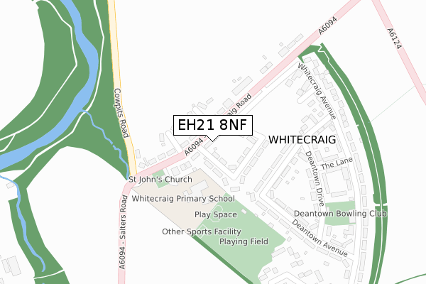 EH21 8NF map - large scale - OS Open Zoomstack (Ordnance Survey)