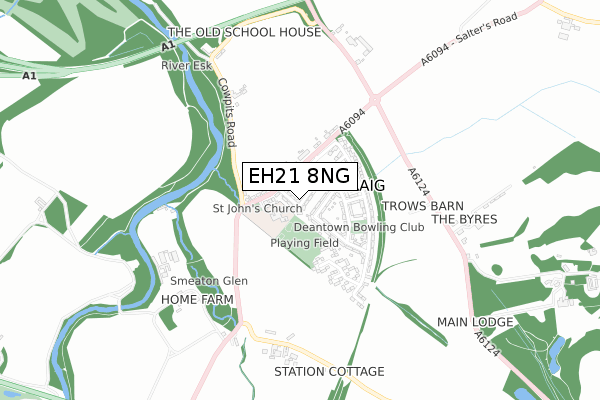 EH21 8NG map - small scale - OS Open Zoomstack (Ordnance Survey)