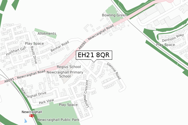 EH21 8QR map - large scale - OS Open Zoomstack (Ordnance Survey)