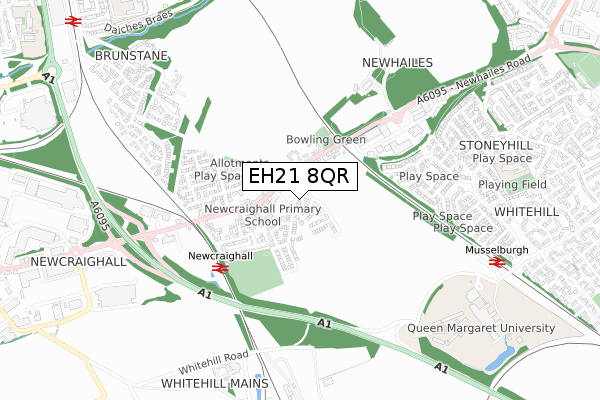 EH21 8QR map - small scale - OS Open Zoomstack (Ordnance Survey)