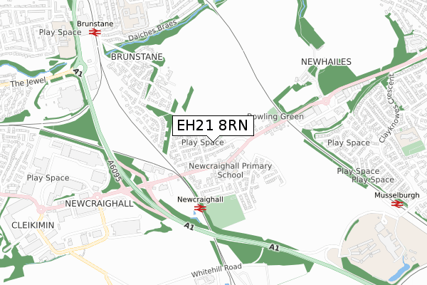 EH21 8RN map - small scale - OS Open Zoomstack (Ordnance Survey)