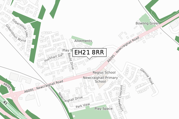 EH21 8RR map - large scale - OS Open Zoomstack (Ordnance Survey)