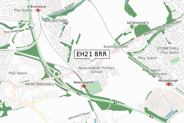 EH21 8RR map - small scale - OS Open Zoomstack (Ordnance Survey)