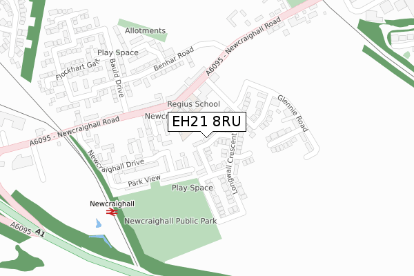 EH21 8RU map - large scale - OS Open Zoomstack (Ordnance Survey)