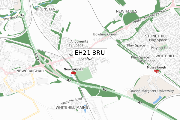 EH21 8RU map - small scale - OS Open Zoomstack (Ordnance Survey)