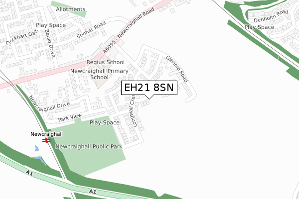 EH21 8SN map - large scale - OS Open Zoomstack (Ordnance Survey)