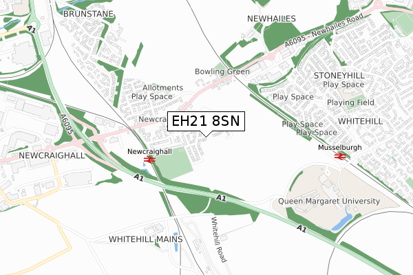 EH21 8SN map - small scale - OS Open Zoomstack (Ordnance Survey)