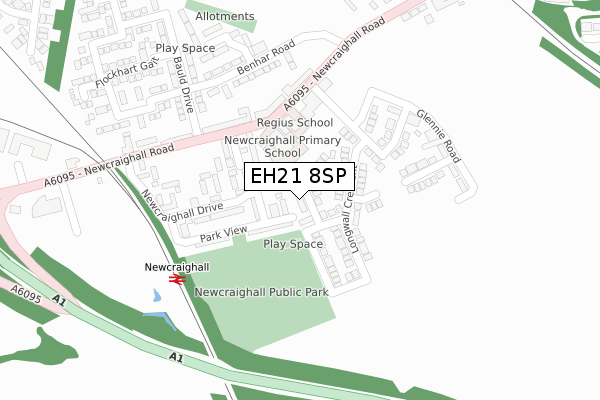 EH21 8SP map - large scale - OS Open Zoomstack (Ordnance Survey)