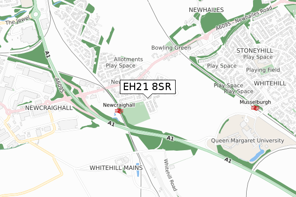 EH21 8SR map - small scale - OS Open Zoomstack (Ordnance Survey)