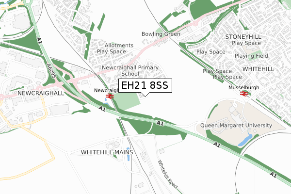 EH21 8SS map - small scale - OS Open Zoomstack (Ordnance Survey)