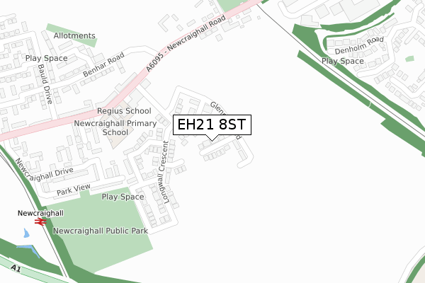 EH21 8ST map - large scale - OS Open Zoomstack (Ordnance Survey)