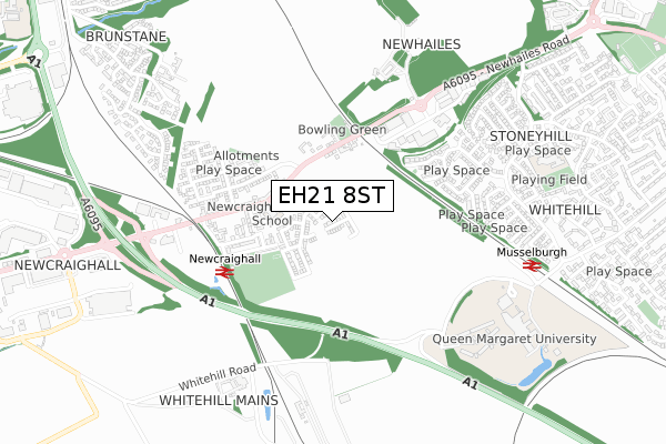 EH21 8ST map - small scale - OS Open Zoomstack (Ordnance Survey)