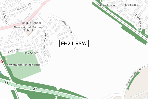 EH21 8SW map - large scale - OS Open Zoomstack (Ordnance Survey)