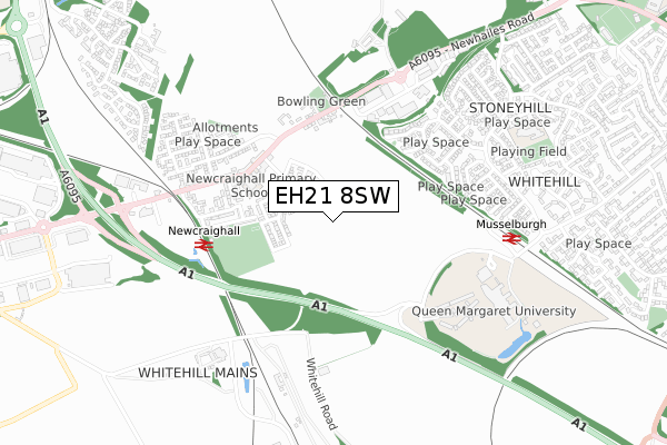 EH21 8SW map - small scale - OS Open Zoomstack (Ordnance Survey)