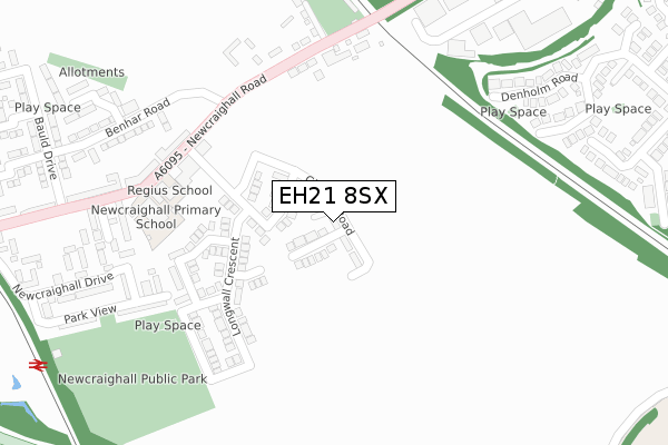 EH21 8SX map - large scale - OS Open Zoomstack (Ordnance Survey)