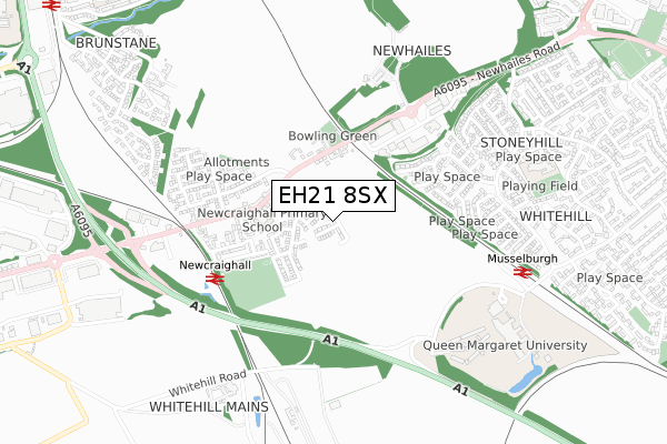 EH21 8SX map - small scale - OS Open Zoomstack (Ordnance Survey)