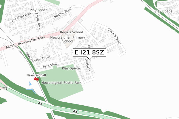 EH21 8SZ map - large scale - OS Open Zoomstack (Ordnance Survey)