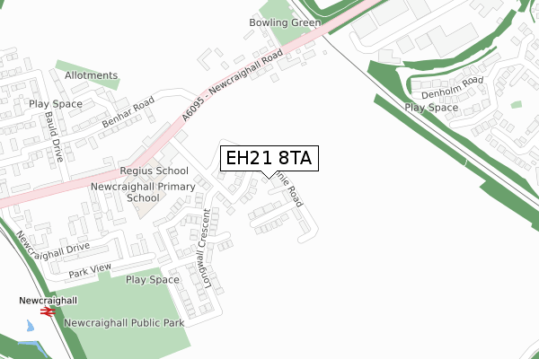 EH21 8TA map - large scale - OS Open Zoomstack (Ordnance Survey)