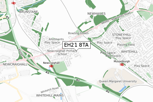 EH21 8TA map - small scale - OS Open Zoomstack (Ordnance Survey)