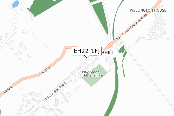 EH22 1FJ map - large scale - OS Open Zoomstack (Ordnance Survey)